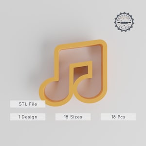 Set di tagliapasta per note musicali, 18 misure, perfetto per biscotti, fondente, argilla o sapone, download immediato STL, design musicale per stampa 3D