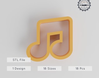 Music Note Cutter Set, 18 Sizes, Perfect for Cookies, Fondant, Clay or Soap, Instant Download STL, Musical Design for 3D Printing