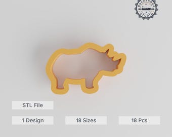 Rhino Shape Cutter Set, 18 Sizes, Animal Icon Cookie Fondant Clay Perfect for Baking & Crafts