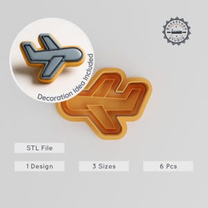 Plane Cookie Cutter & Stamp Set, Summer Aviation Theme, Airplane Design, 3 Sizes, Perfect for Cookies, Fondant, Clay, and Soap
