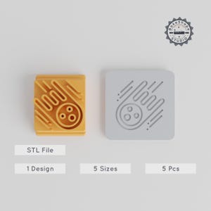 Comet Stamp Tile Set, 5 Motif Sizes 20-40mm, Perfect for Clay & Cookies, Space Celestial Theme STL File