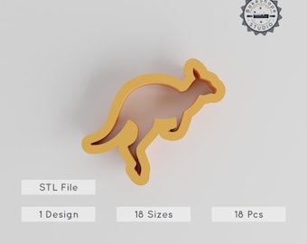 Kangaroo Contour Cutter, 3D Print STL, 18 Size Set, Perfect for Cookies, Fondant, Camping Theme, Aussie Animal Design