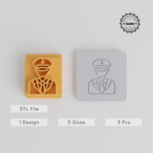 Captain Stamp Tile Set for Clay & Cookies, 3D Print STL, Multiple Sizes, Nautical Design
