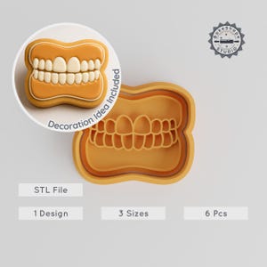 Teeth Shape Cookie Cutter & Stamp, Dental Care Fondant Tools, S/M/L Sizes Collection