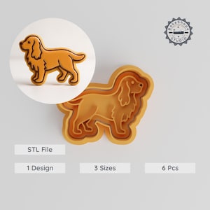 Cocker Spaniel Cookie Cutter & Stamp Set, Dog Breed Fondant Mold, 3 Sizes, Cute Pet Spaniel Shape