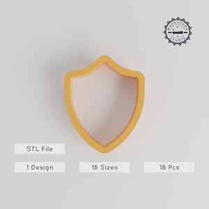 Shield Shape 3D STL File, Contour Cutter, 18 Sizes, Perfect for Cookies, Fondant, Clay, Soap, Instant Download, Security Emblem Design