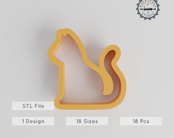Cat Shape Cutter Set, 18 Sizes, Perfect for Cookies, Fondant & Clay, Pet Birthday Theme, Feline, Kitten Design STL File