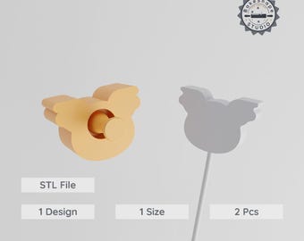Koala Cake Pop Mold, Cute Marsupial, Australian Animal Design, 2 Piece Set, Instant Download STL Files
