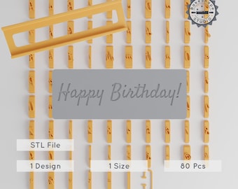 Satisfy Font Tiles 1/2" Set, 80 Pieces for Clay, Cookies & Fondant, Instant Download STL