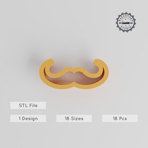 Father's Day Moustache Cookie Cutter Set, 18 Sizes, Facial Hair Shapes for Fondant, Clay, Soap, Mustache 3D Print STL