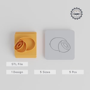 Kiwi Stempel Tile für Clay & Kekse, 3D Druck STL, 5 Größen Set, Kiwi Scheibe für Fondant, Organic Kiwi Design, Sommerfrüchte