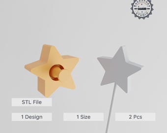 Star Cake Pop Mold, Celestial Star Design, 2-Piece 3D Print STL File