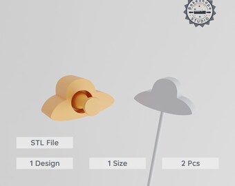 Sun Hat Cake Pop Mold, Wide Brim Theme, Fashion Sun Hat Design, 2-Piece Set for 3D Printing