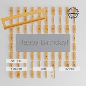 Dancing Script Font Tile Set, 1/2" Size, Perfect for Clay, Cookies, Fondant & Soft Materials, 80-Piece Collection