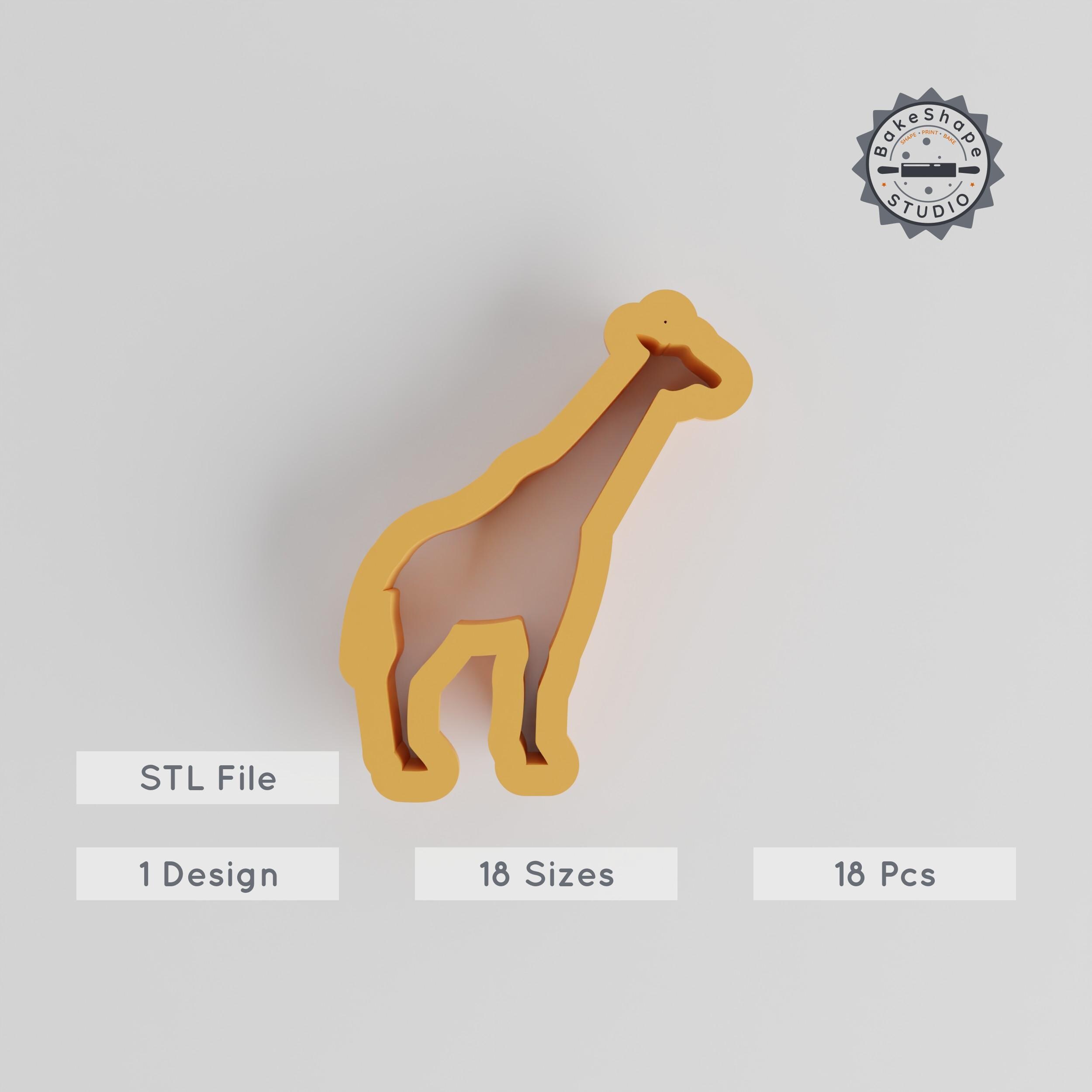 Giraffe Contour Cutter, 18 Sizes for Cookies, Fondant, Clay, Soap, Safari Animal Shape, 3D STL File for 3D Printing