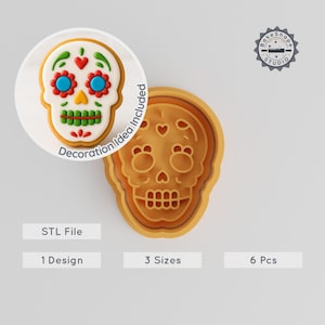 Skull Shape Cutter & Stamp, 3D Print Cookie Fondant Clay Soap Tool, Halloween Skull Design, Day of the Dead Calavera