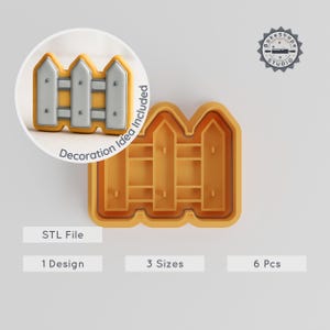 Fence Cookie Cutter, Stamp Set, 1 Design, 3 Sizes, 6 Piece, Ideal for DIY Cookies, Fondant, Clay, Soap, Garden Fence, Park Enclosure STL
