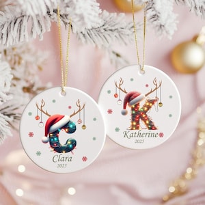 Letter Name Ornament, Custom Initial Ornament, 2024 Family Ornament, Personalized Ornament Name, Monogram Ornament, Christmas gift