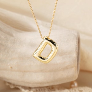 Collar con inicial de burbuja, collar con letra 3D, joyería con inicial personalizada, joyería con letra personalizada, regalo de cumpleaños para ella, regalo para el Día de la Madre