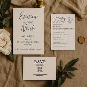 Minimal Wedding Invitation Template – Canva Editable – Instant Download – Modern Elegant Printable Invite