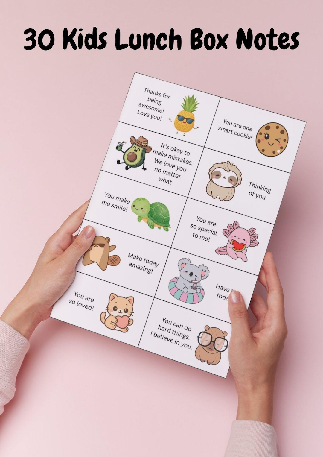 30 Printable Lunch Box Notes for Kids | Instant Digital Download | A4 ...