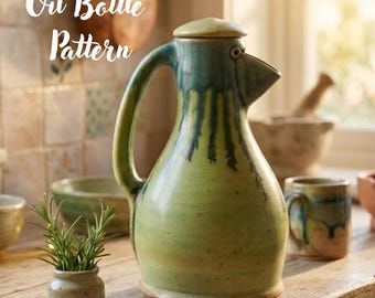 Oil Dispenser Bottle Pottery Pattern Printable Ceramic Bottle Pattern PDF Oil Bottle / Cruet Design Handcrafted Ceramic Oil Pouring Bottle