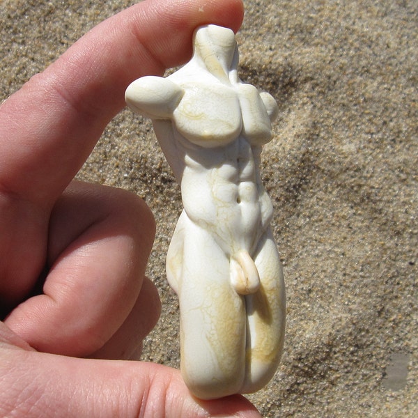 MTO - XL Ivory Swimmer - Lampwork Glass Sculpture Bead - SRA