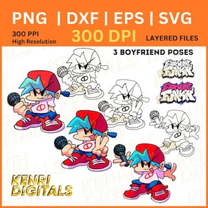 Friday Night Funkin Svg / Png / Eps / Dxf / FNF Boyfriend para cricut / sublimación