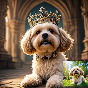 Custom Pet Portrait from Photo. Make your pet become queen! Custom queen style, watercolor style, cartoon style, sketch style, etc.