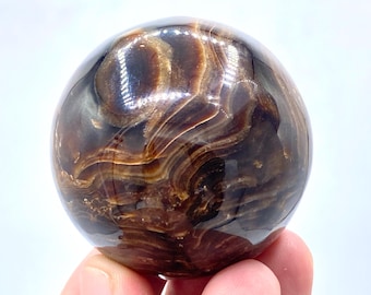 Chocolate Calcite Sphere: 171g Healing Crystal, Pakistan Origin