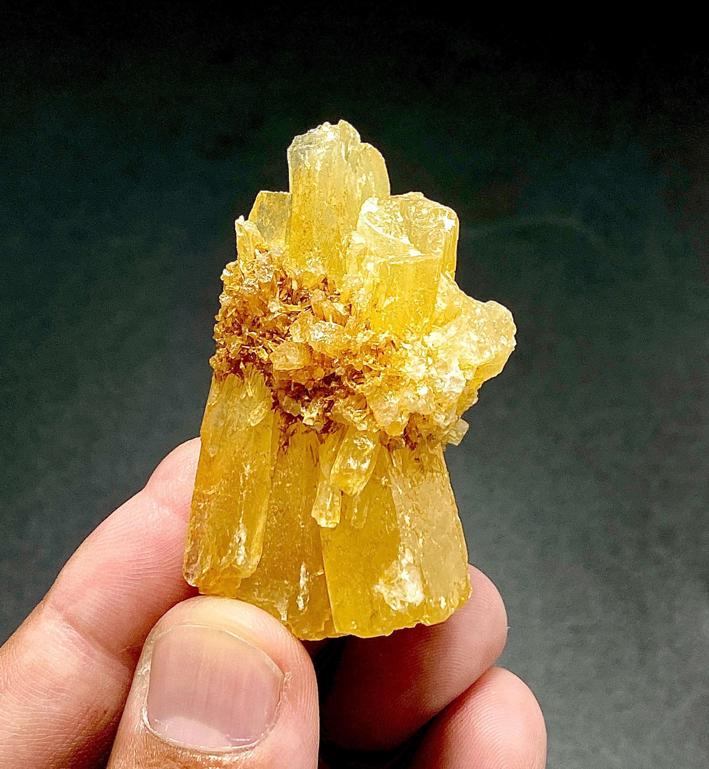 イエローアラゴナイト結晶標本 51g - アフガニスタン産天然原石鉱物