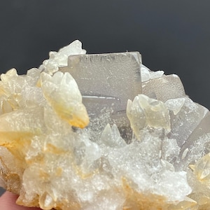 Fluorite Cube With Calcite Mineral Specimen 305 Carat from Balochistan Pakistan – Beautiful Crystal Mineral Collectible Gemstone