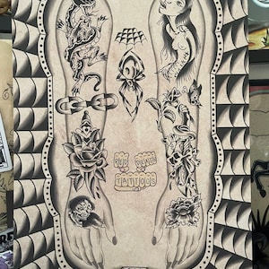 Tattoo Flash Sheet Art Print: Limited Edition Old School Design