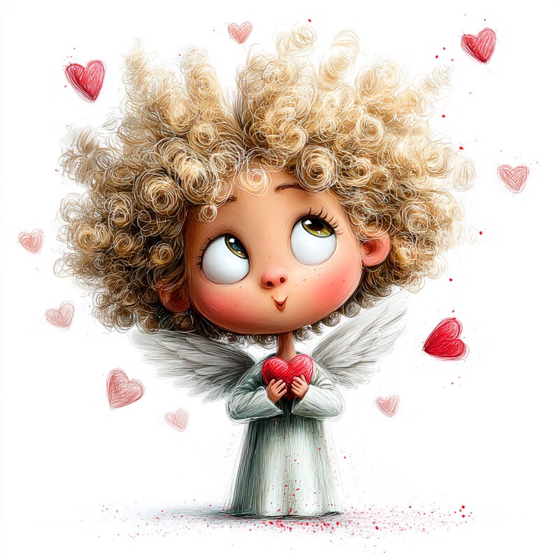 16 PNG Whimsical Valentine Cupid Clipart Love Angel Valentine's Day Decor Festive Illustrations Charming Watercolor Cupid Digital Download image 14