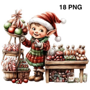 18 PNG Christmas Elf Clipart Elves clipart Christmas Png Kids Printable Watercolor clipart Christmas card Adorable Quirky Christmas Elves