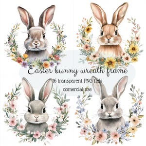 16 PNG Easter Spring Watercolor clipart Bunny Wreath Digital Easter Easter egg Watercolor easter bundle Spring Bunny Rabbit decoration