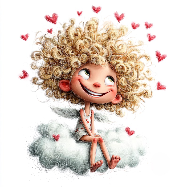 16 PNG Whimsical Valentine Cupid Clipart Love Angel Valentine's Day Decor Festive Illustrations Charming Watercolor Cupid Digital Download image 2