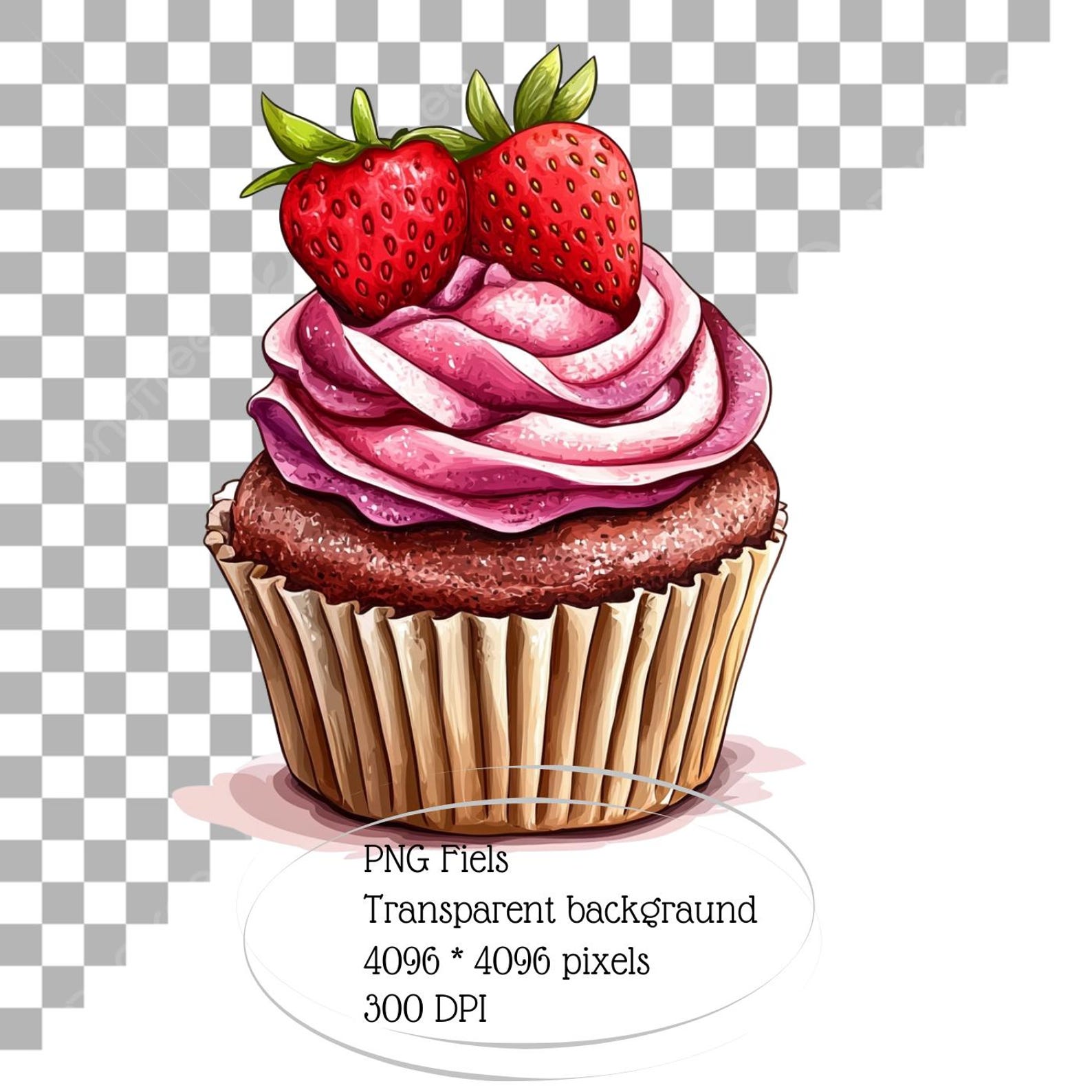 16 PNG Strawberry Cupcakes Watercolor Clipart Srrawberry Dessert Pink ...