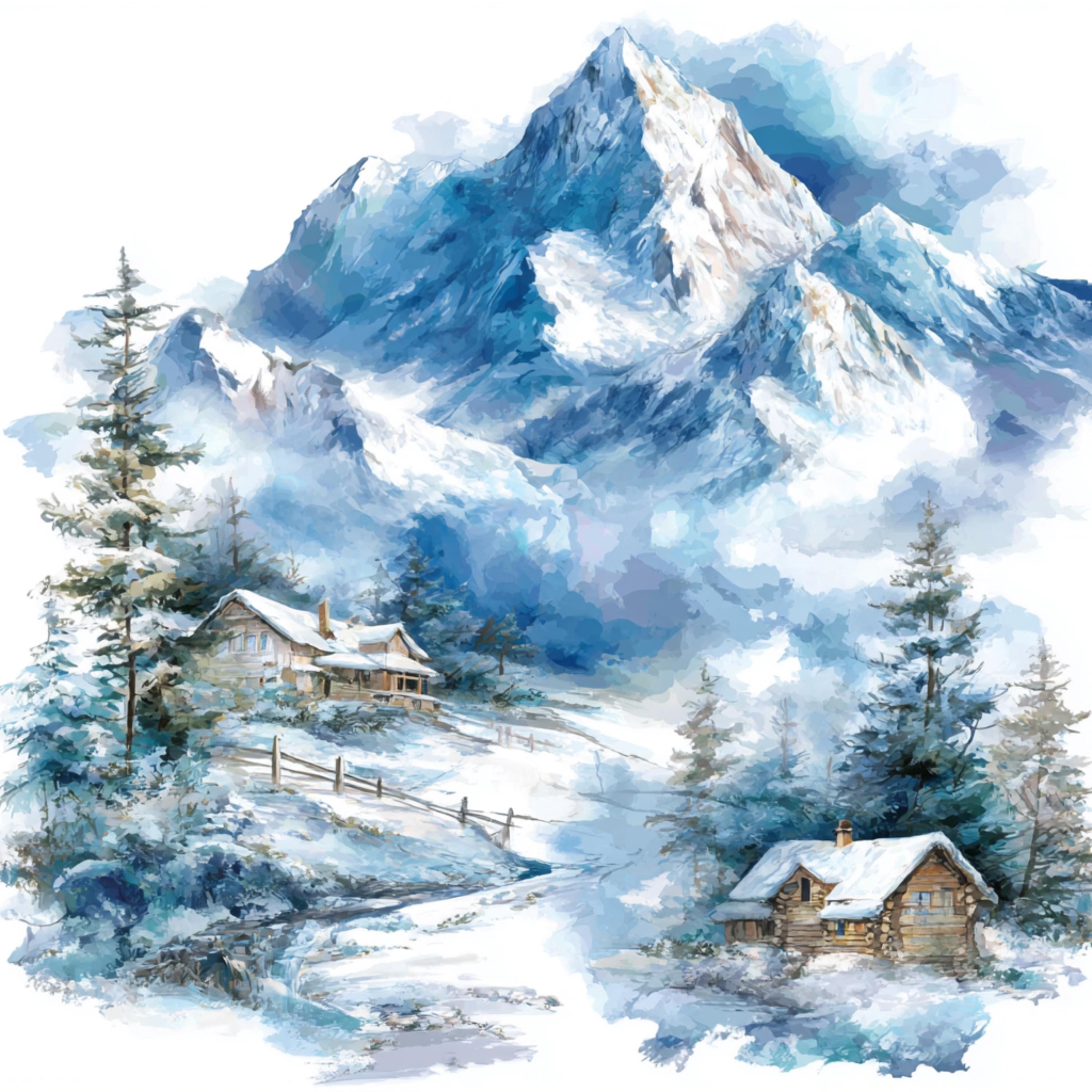 16 PNG Winter Scenery Mountains Clipart Nature Illustrations