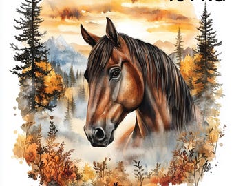16 PNG Clipart de Caballos Diseños de Sublimación de Caballos en Acuarela Impresión de Caballos Clipart Western crapbook Descarga Digital Caballo Majestuoso