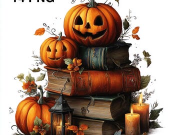 14 PNG Halloween Libri Clipart Pile di libri Libri horror Clipart Zucca di Halloween Gotico Mistico Arte digitale Scrapbooking Download digitale