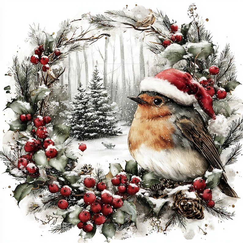 15 PNG Winter Robin Christmas Clipart Winter Bird Holiday Decorations ...