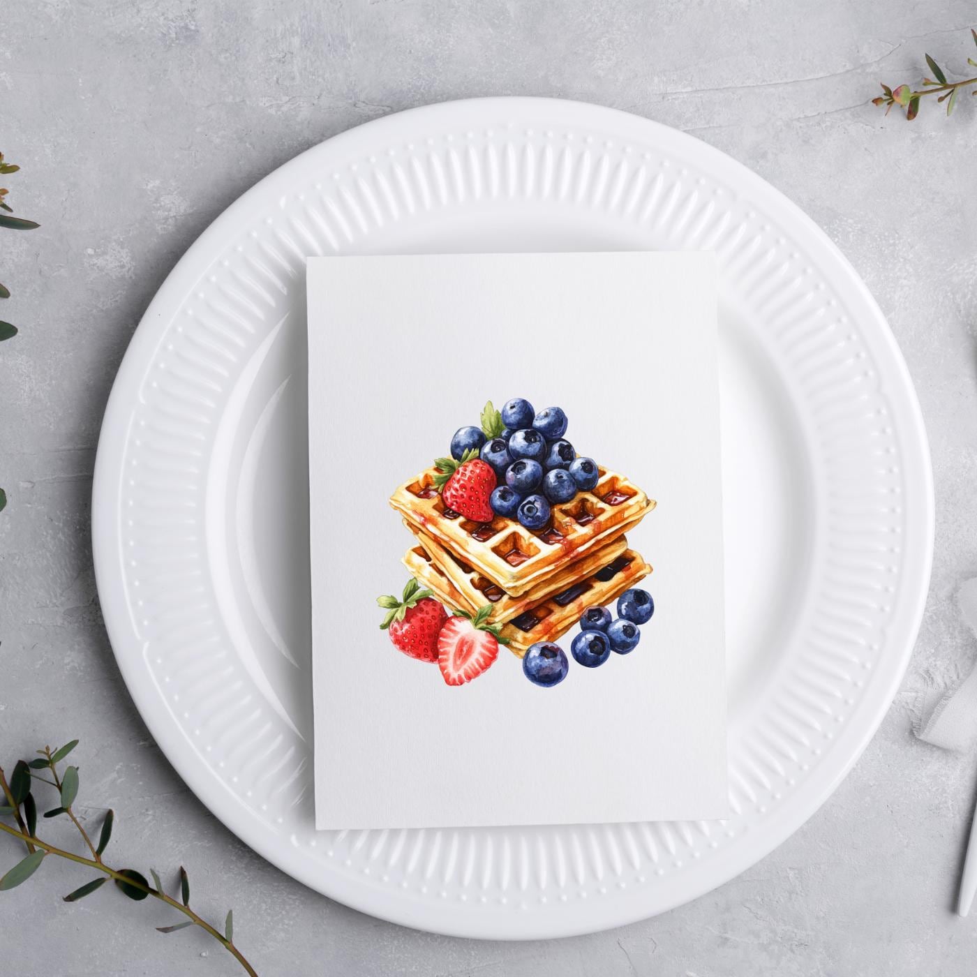 16 PNG Waffle Watercolor Clipart on Transparent Background Dessert PNG ...