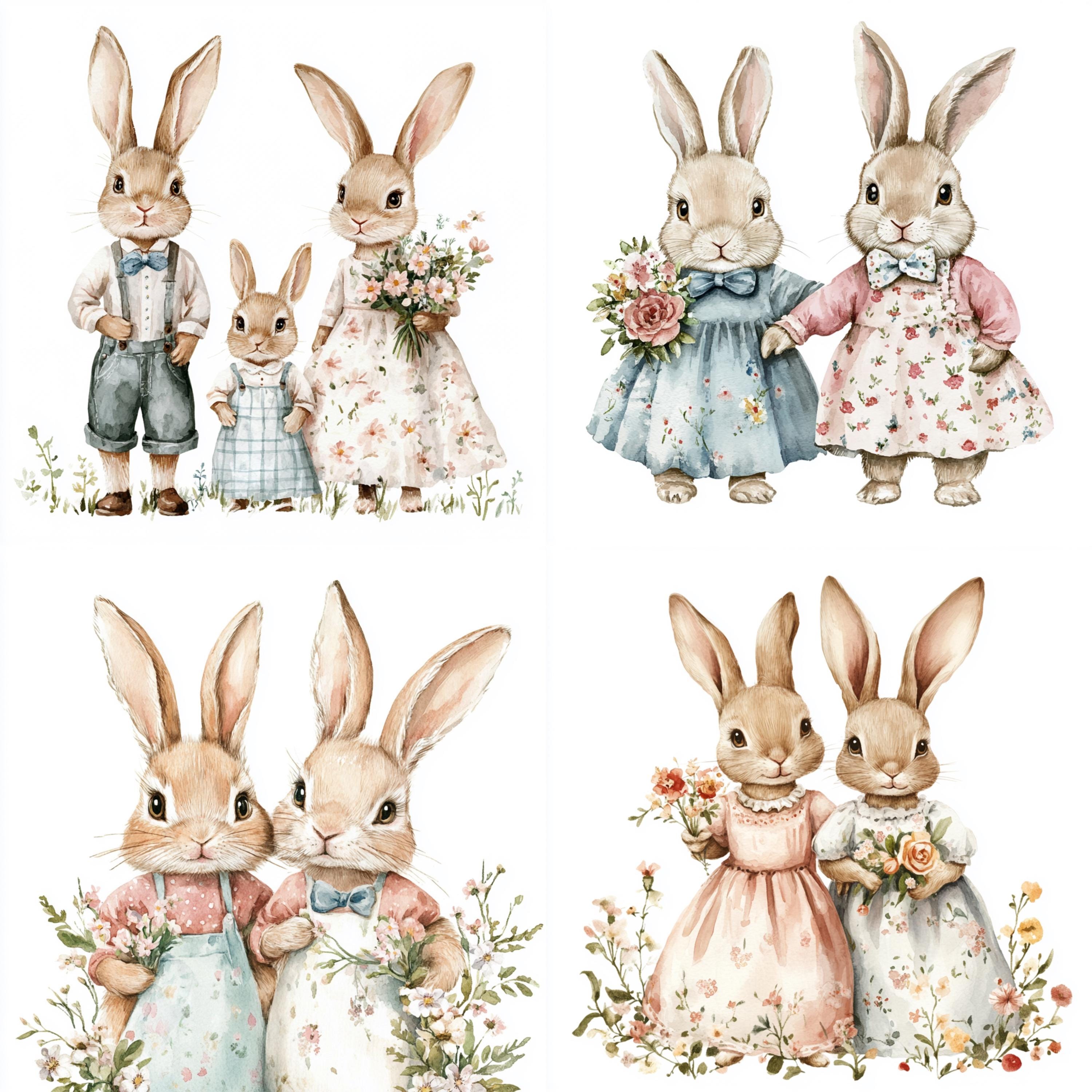 17 Family Rabit Clipart Watercolor Easter Bunny Spring Clipart High ...