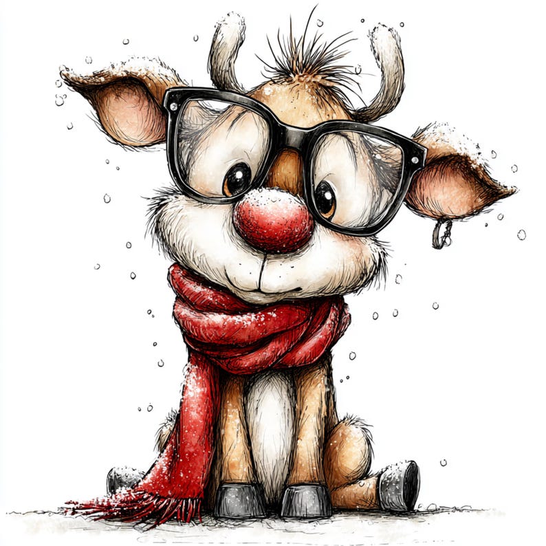 16 PNG Cute Christmas Deer Clipart Quirky Reindeer Cute Holiday ...