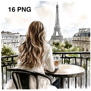 16 PNG Woman at Parsian Cafe Clipart Paris Cafe Digital Download Paper craft Making Scrapbooking Parisian cafe png Paris Illustrations