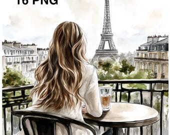 16 PNG Woman at Parsian Cafe Clipart Paris Cafe Digital Download Paper craft Making Scrapbooking Parisian cafe png Paris Illustrations