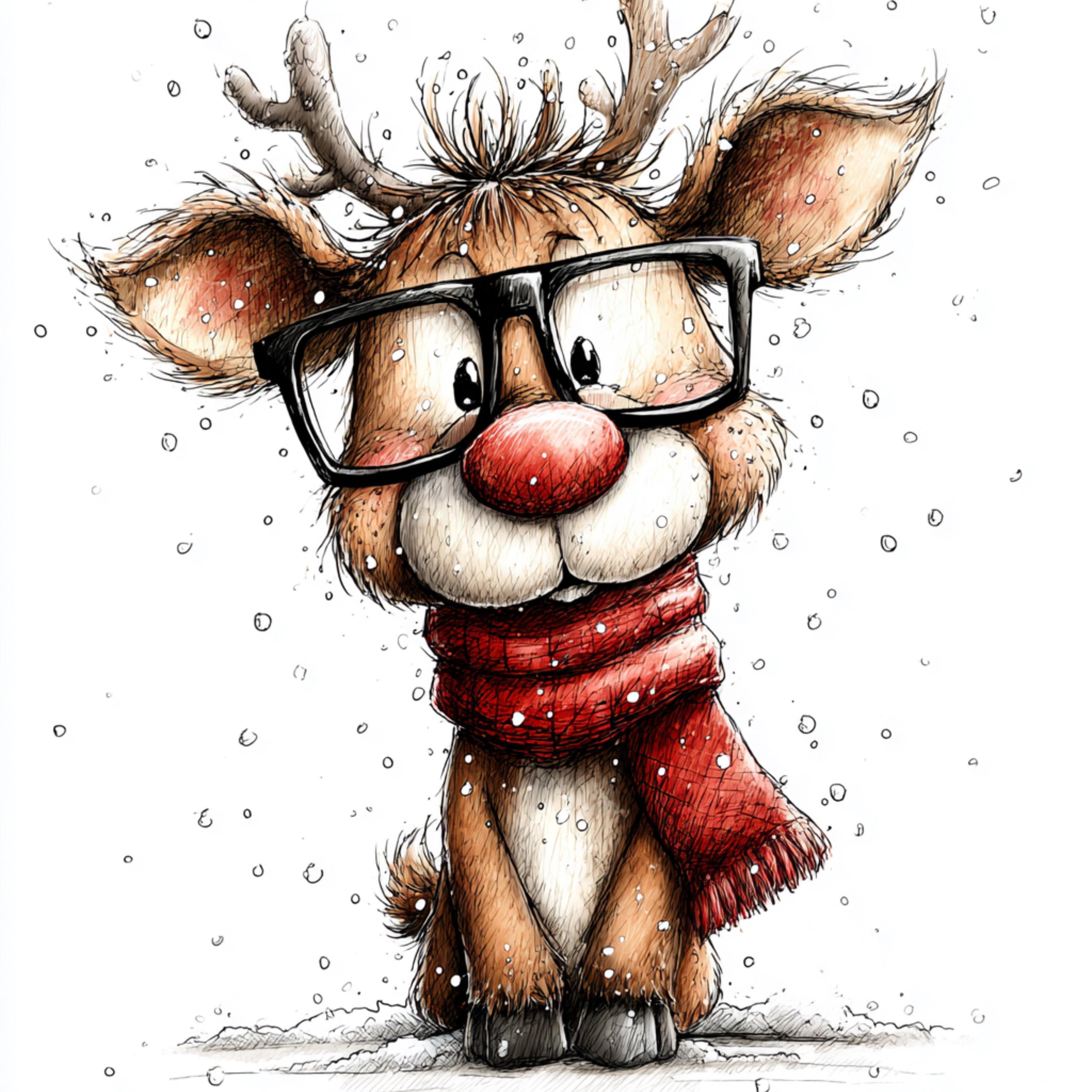 16 PNG Cute Christmas Deer Clipart Quirky Reindeer Cute Holiday ...