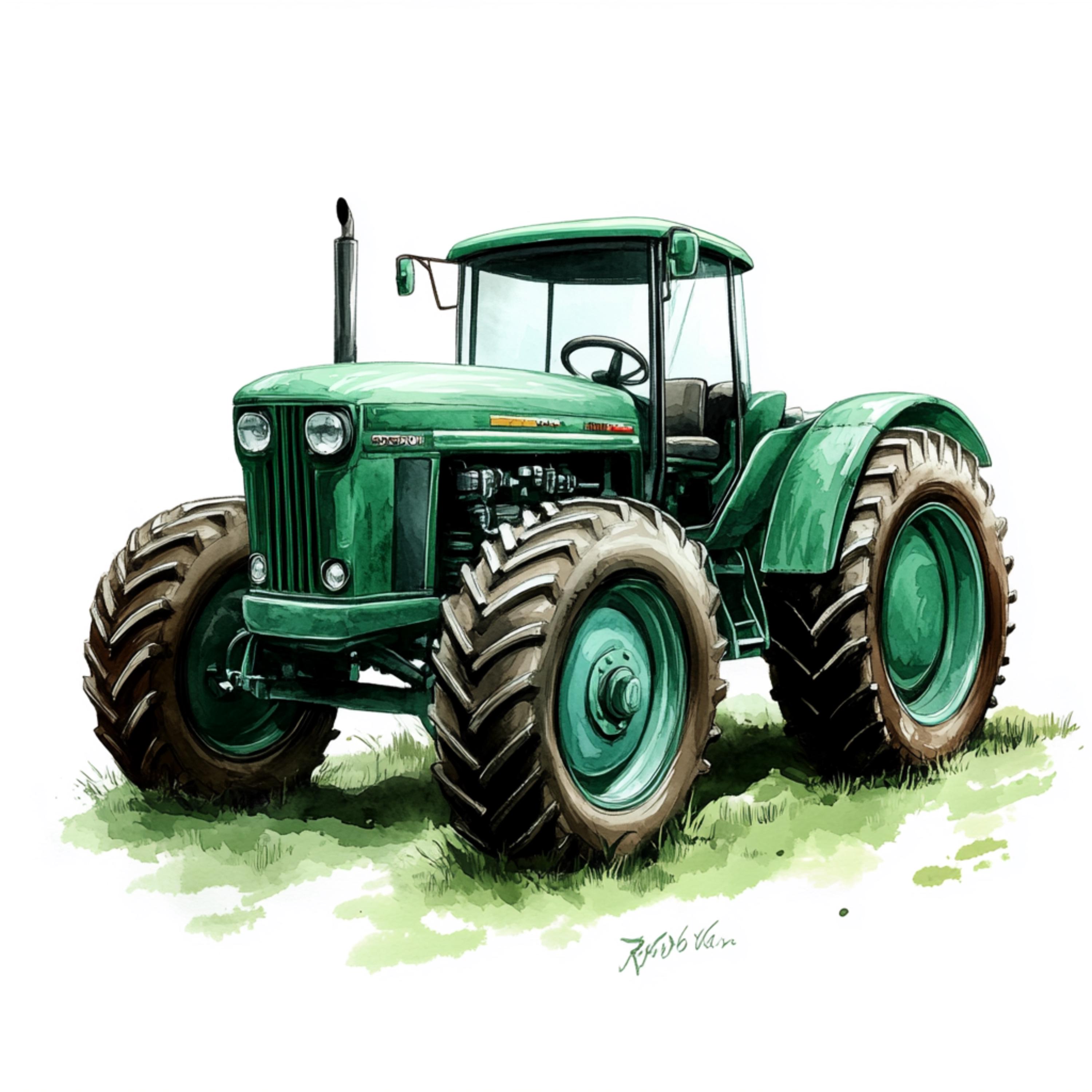 Tractor Graphics Panel 14 PNG Green Tractor Clipart Rustic Tractor Graphics Agricultural ...
