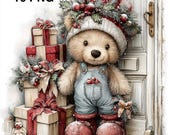 16 PNG Christmas Teddy Bear Clipart Christmas Card Printable Holiday Clipart Festive Holiday Graphics Paper craft Digital Download